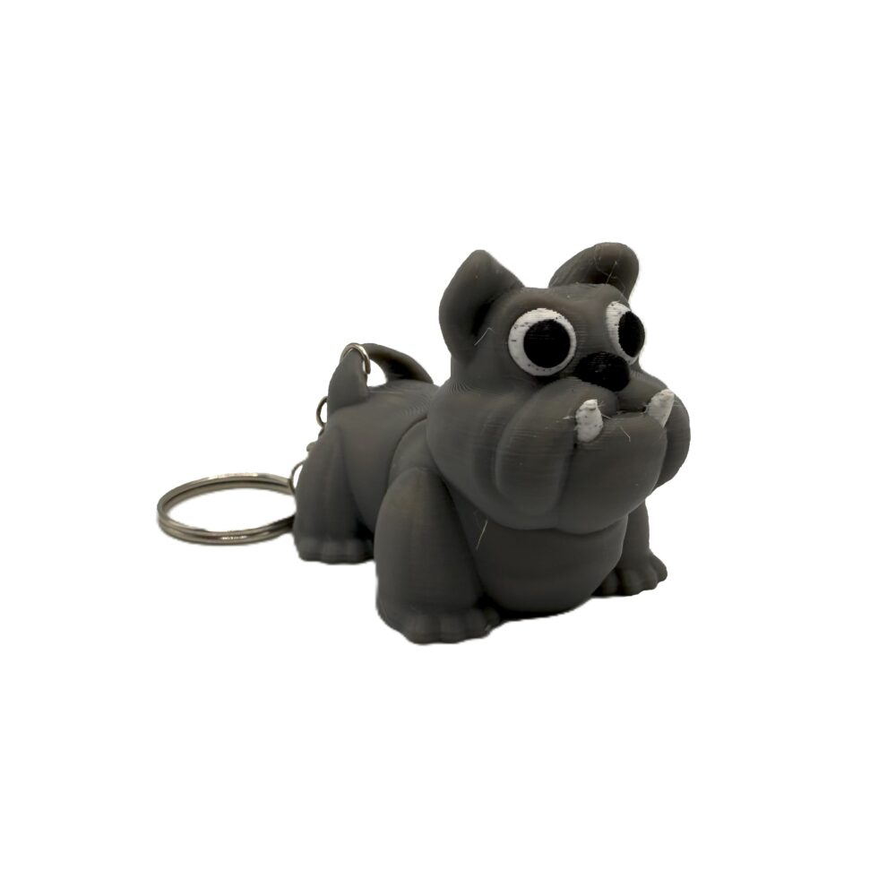 Bulldog Keyring - Grey
