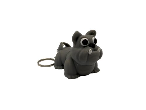 Bulldog Keyring - Grey
