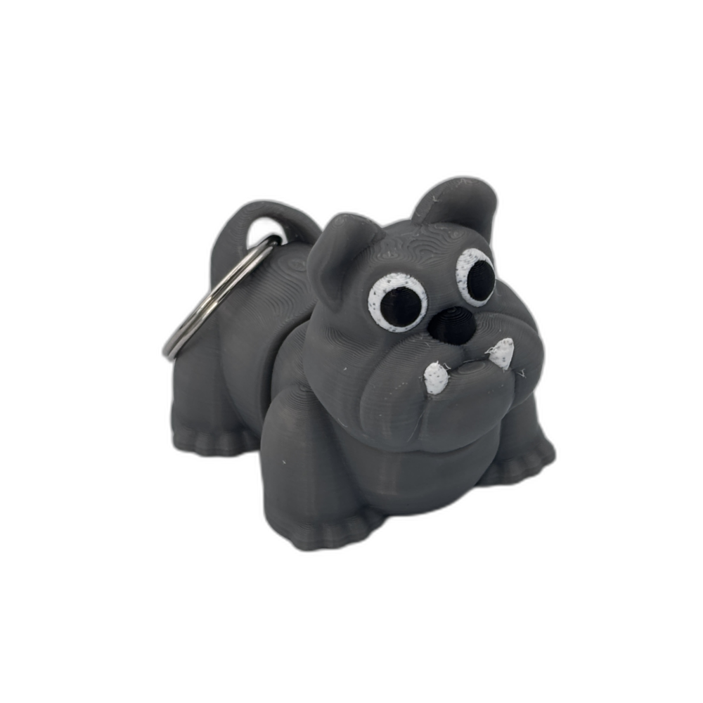 Bulldog Keyring - Grey