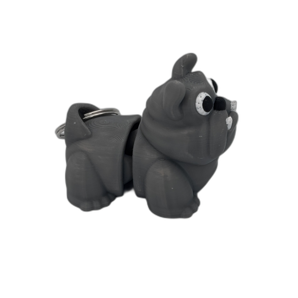 Bulldog Keyring - Grey
