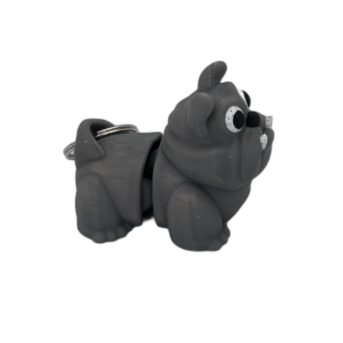 Bulldog Keyring - Grey
