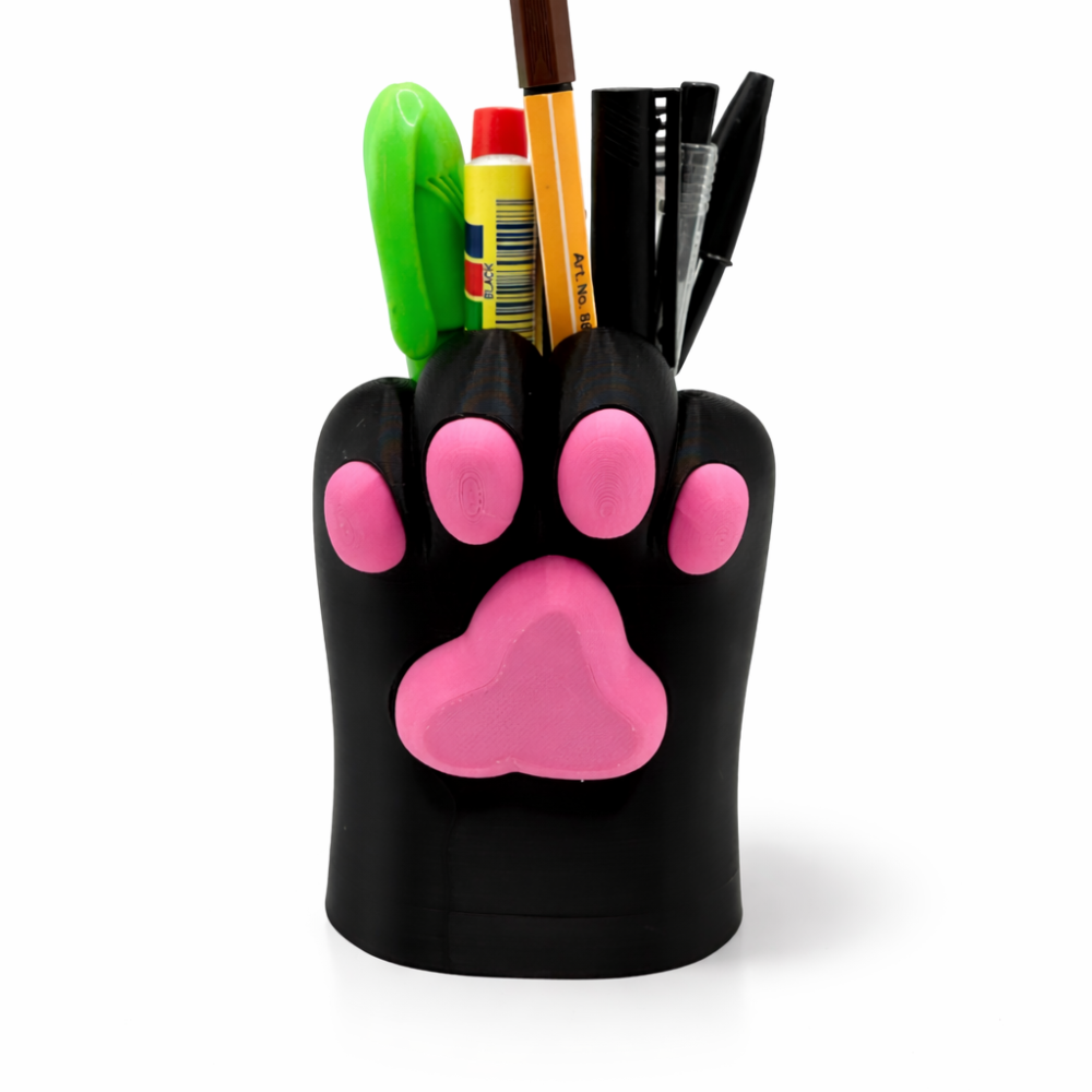Cat Paw Pen/Pencil Holder - Black, Pink