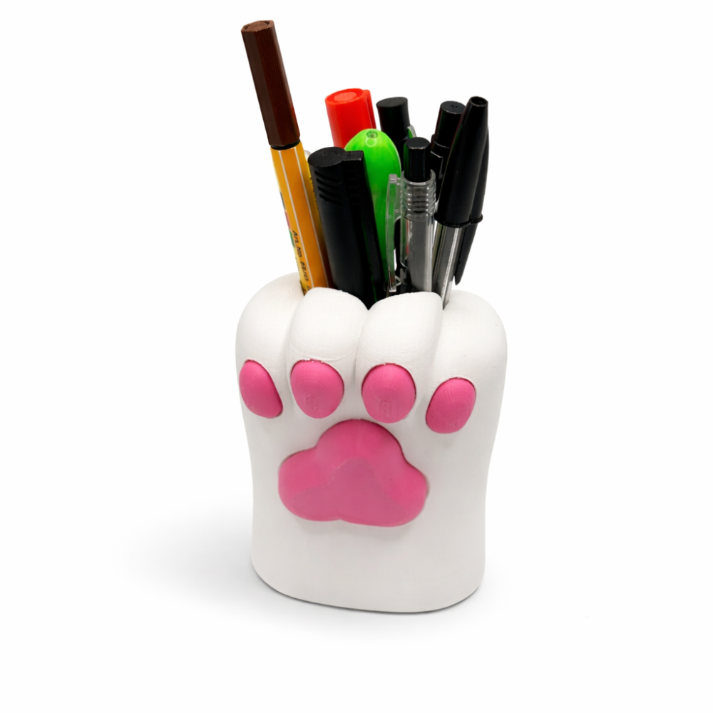Cat Paw Pen/Pencil Holder - White, Pink