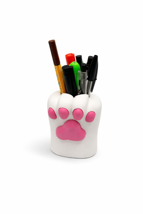Cat Paw Pen/Pencil Holder - White, Pink