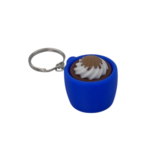 Cinnamon Blue 1 Hot Cocoa Mug Keyring Clicker - Cinnamon - Blue