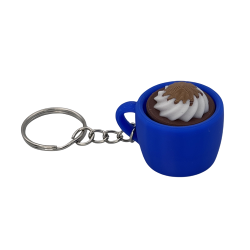 Cinnamon Blue 2 Hot Cocoa Mug Keyring Clicker - Cinnamon - Blue