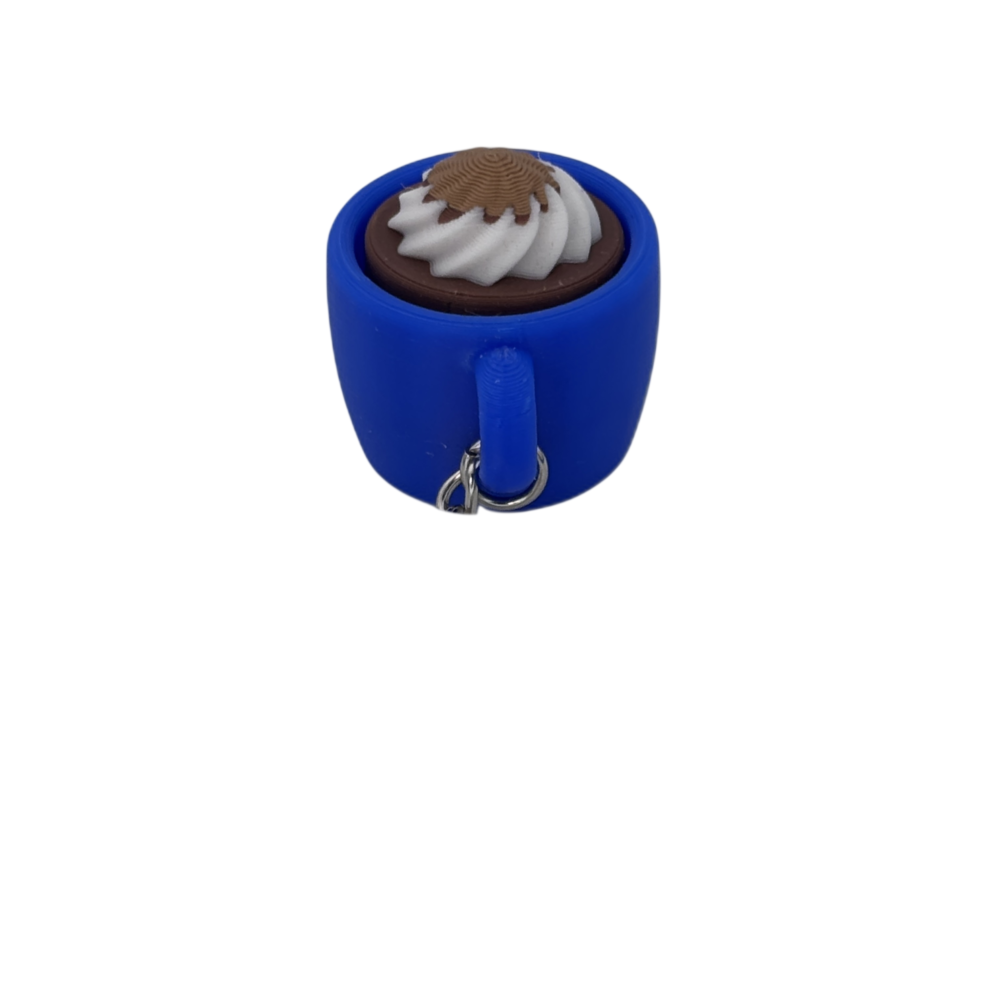 Cinnamon Blue 3 Hot Cocoa Mug Keyring Clicker - Cinnamon - Blue