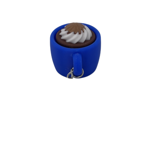 Cinnamon Blue 3 Hot Cocoa Mug Keyring Clicker - Cinnamon - Blue