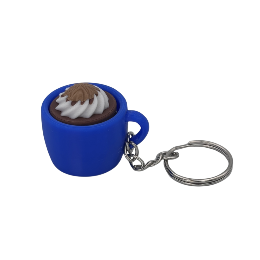 Cinnamon Blue 4 Hot Cocoa Mug Keyring Clicker - Cinnamon - Blue