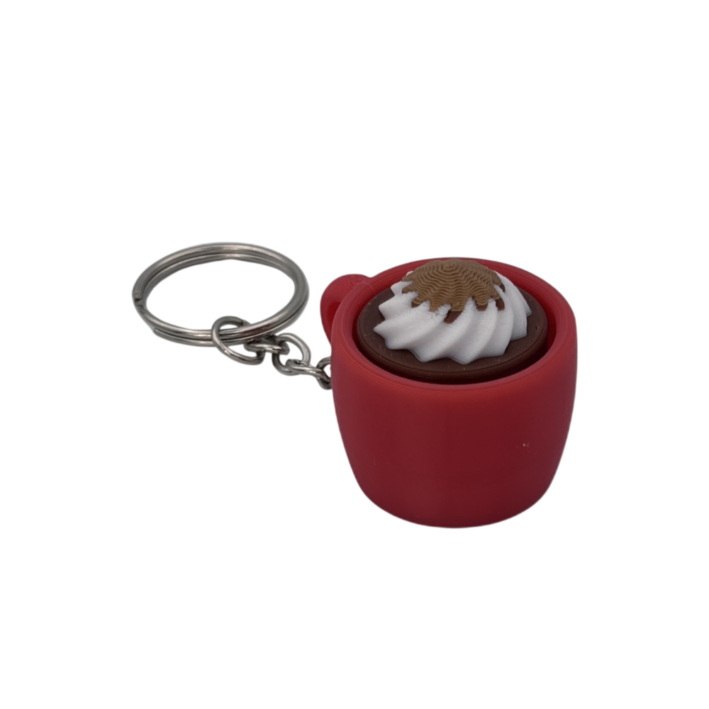 Hot Cocoa Mug Keyring Clicker - Cinnamon - Red