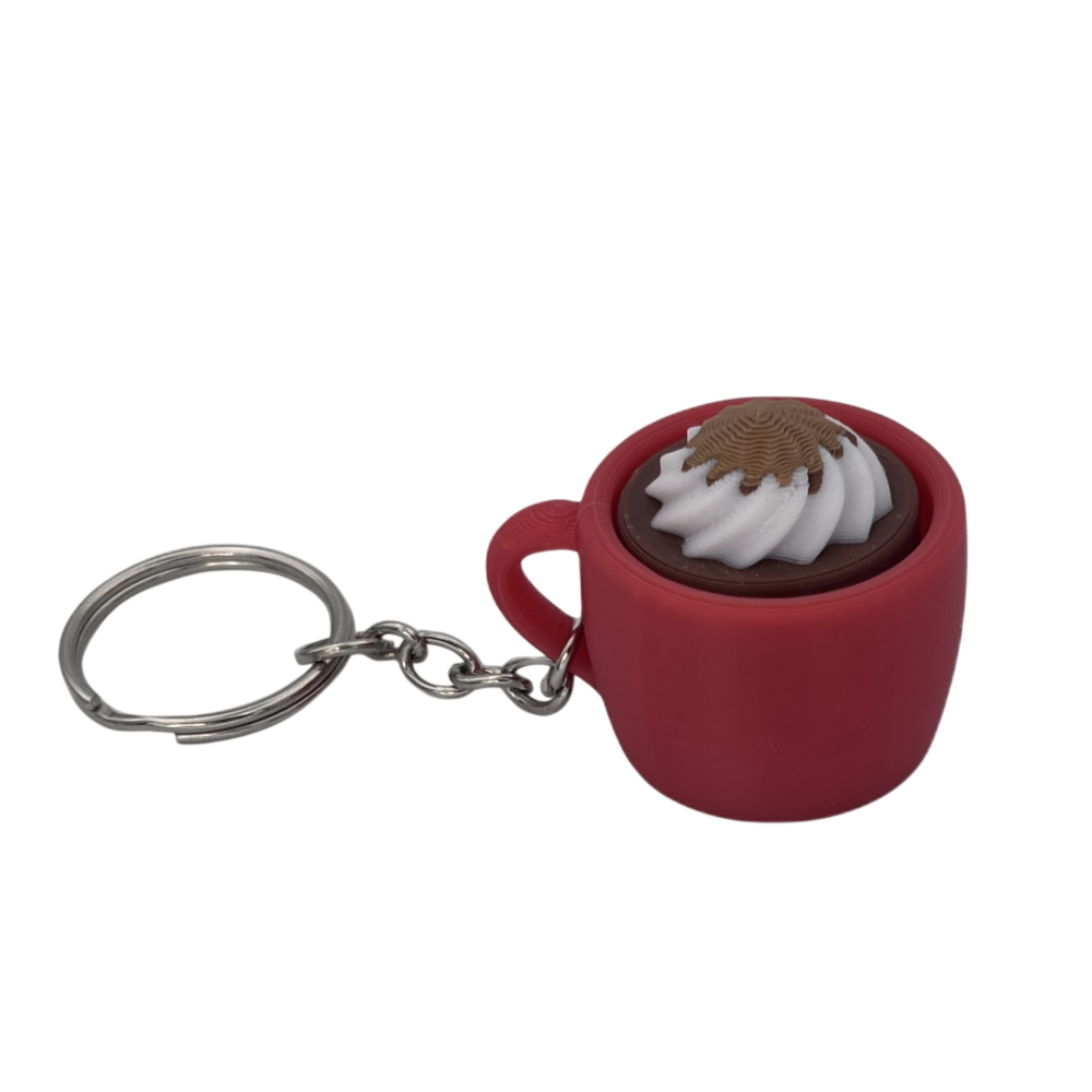 Hot Cocoa Mug Keyring Clicker - Cinnamon - Red