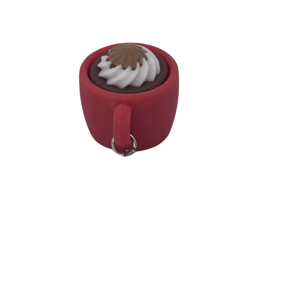 Hot Cocoa Mug Keyring Clicker - Cinnamon - Red