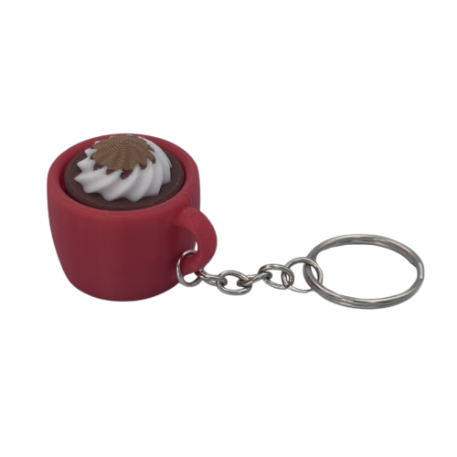 Hot Cocoa Mug Keyring Clicker - Cinnamon - Red
