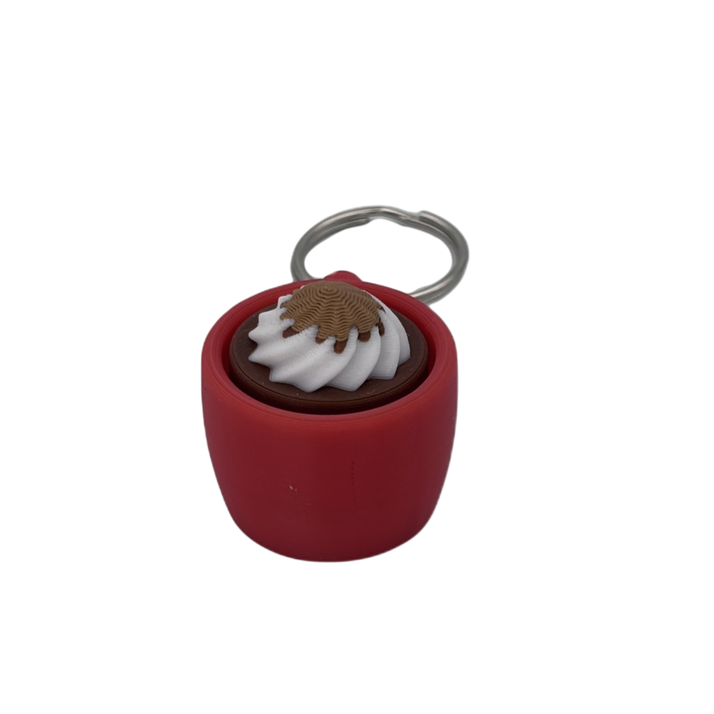 Hot Cocoa Mug Keyring Clicker - Cinnamon - Red