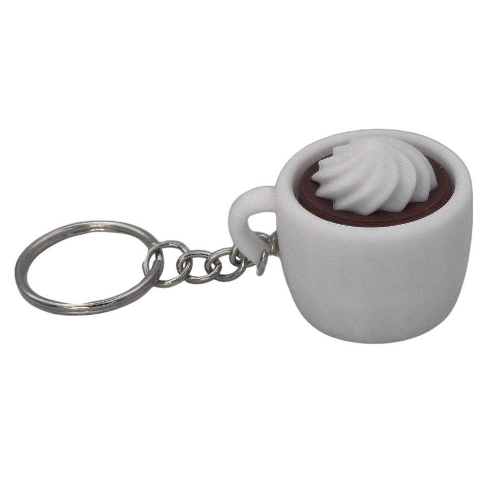 Foam White 2 Hot Cocoa Mug Keyring Clicker - Foam - White