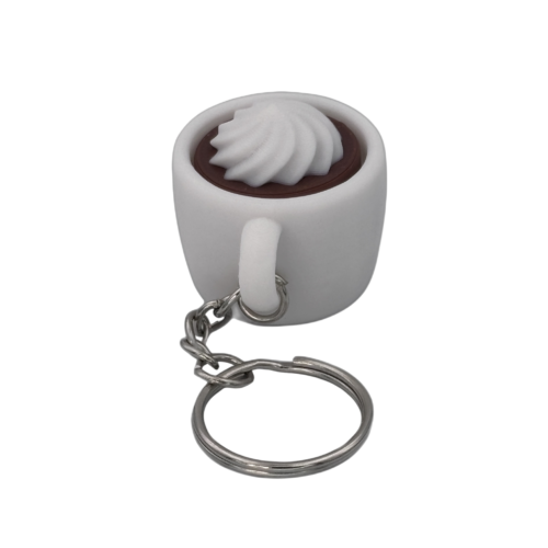 Foam White 3 Hot Cocoa Mug Keyring Clicker - Foam - White