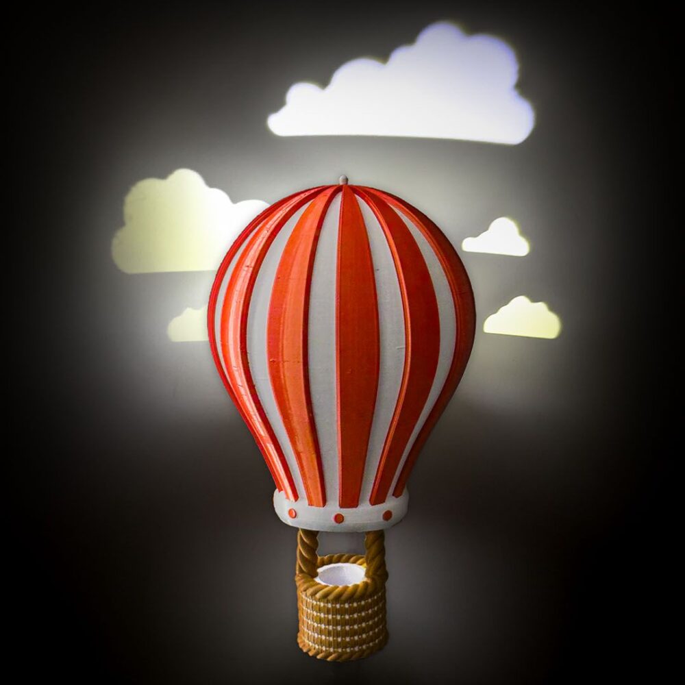 Hot Air Balloon Wall Light - Red, White