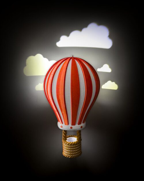 Hot Air Balloon Wall Light - Red, White