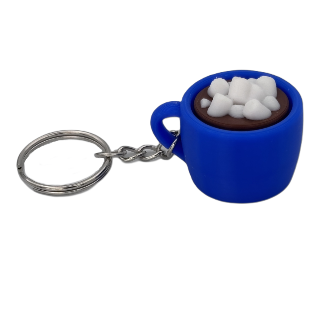 Hot Cocoa Mug Keyring Clicker - Marshmallow - Fidget - Blue