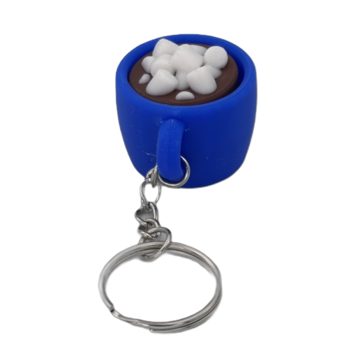 Hot Cocoa Mug Keyring Clicker - Marshmallow - Fidget - Blue