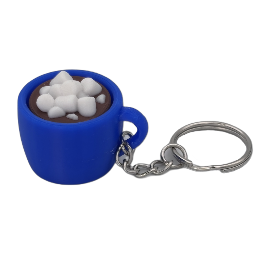 Hot Cocoa Mug Keyring Clicker - Marshmallow - Fidget - Blue