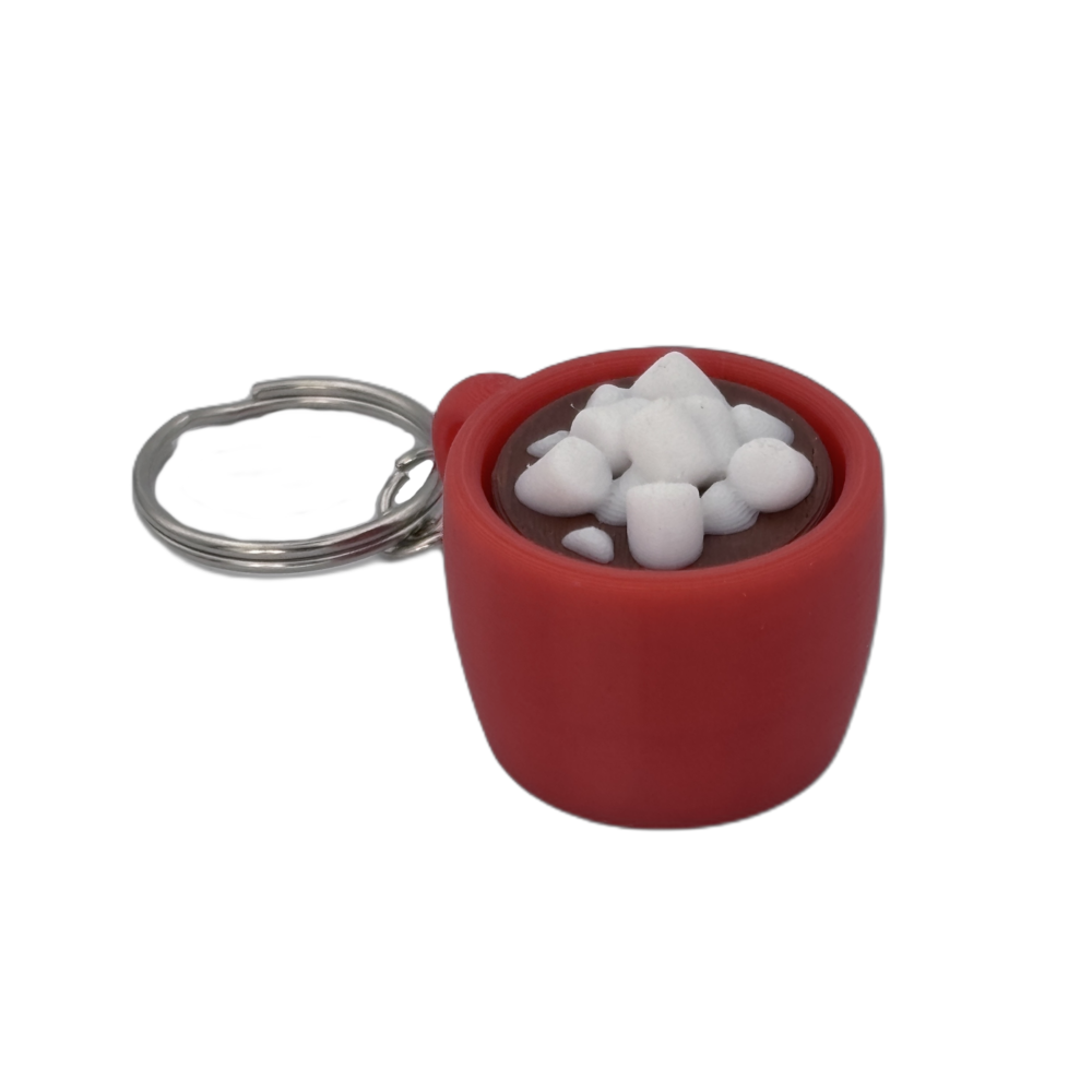 Hot Cocoa Mug Keyring Clicker - Marshmallow - Fidget - Red