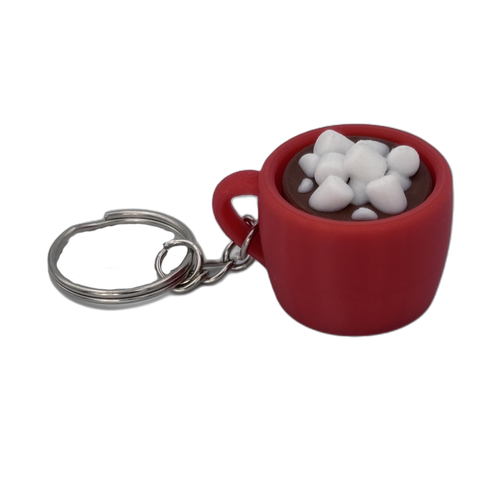 Hot Cocoa Mug Keyring Clicker - Marshmallow - Fidget - Red