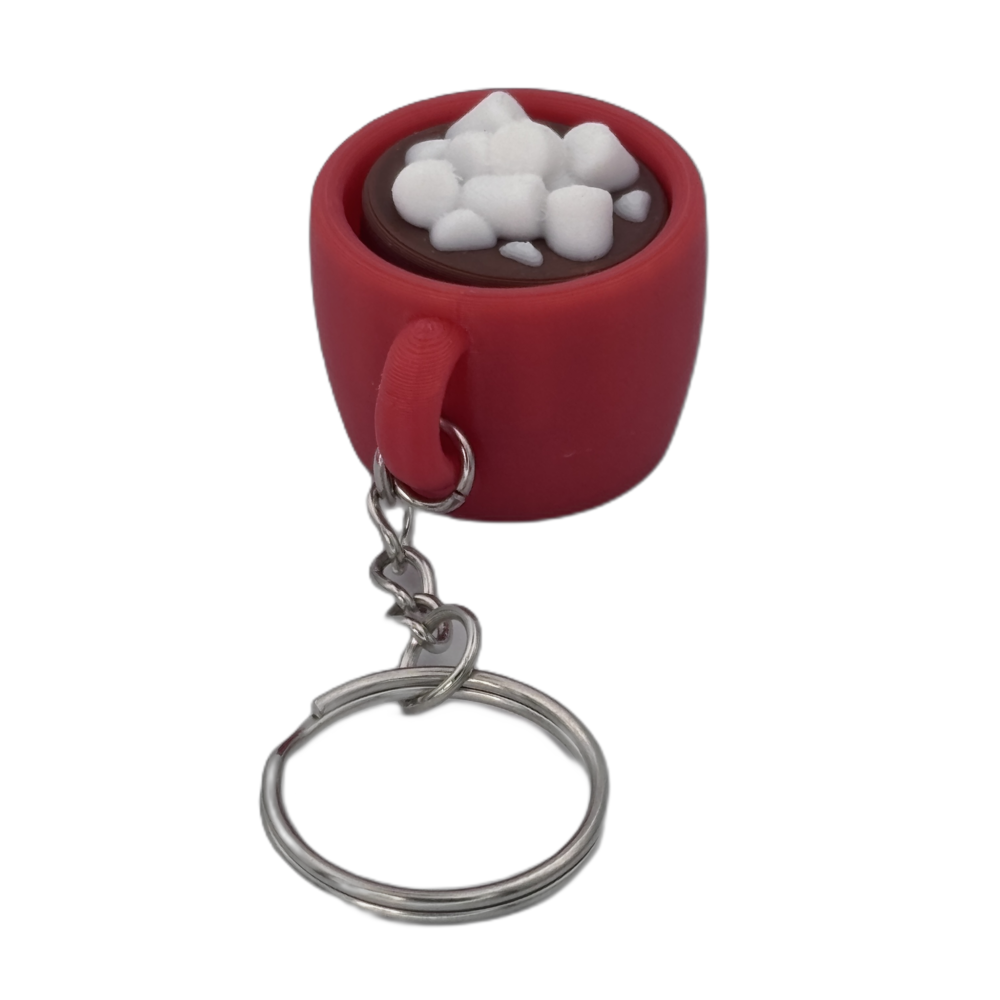 Hot Cocoa Mug Keyring Clicker - Marshmallow - Fidget - Red