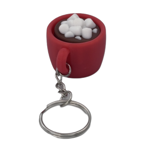 Hot Cocoa Mug Keyring Clicker - Marshmallow - Fidget - Red