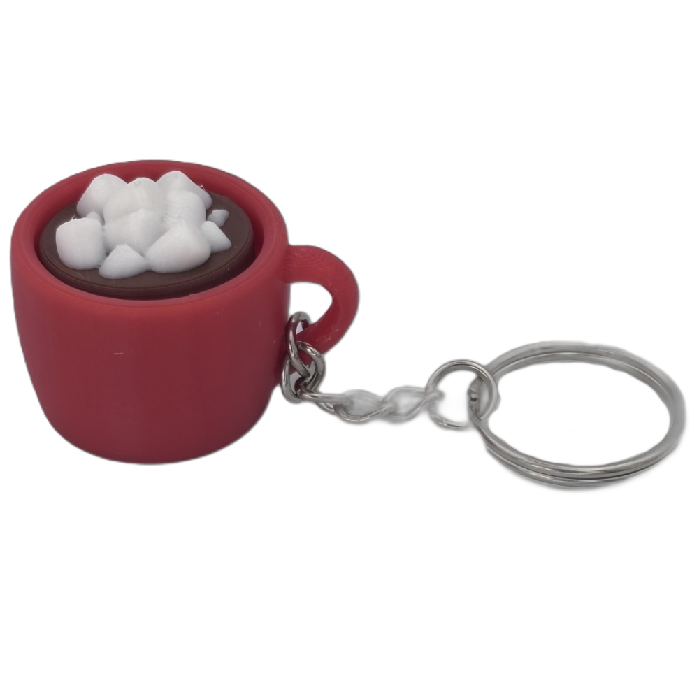 Hot Cocoa Mug Keyring Clicker - Marshmallow - Fidget - Red