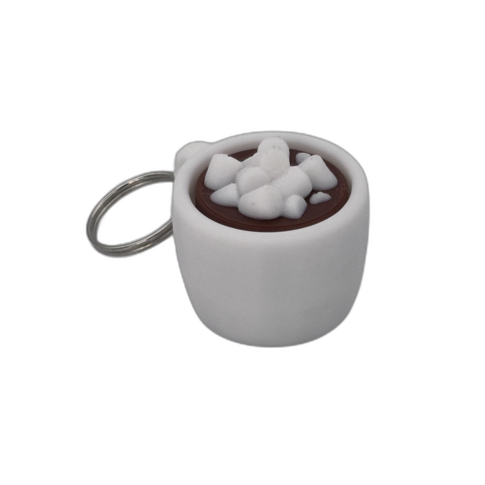 Marshmallow White 1 Hot Cocoa Mug Keyring Clicker - Marshmallow - Fidget - White