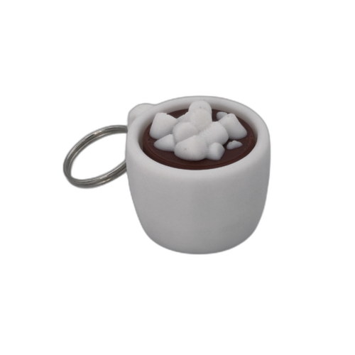 Marshmallow White 1 Hot Cocoa Mug Keyring Clicker - Marshmallow - Fidget - White