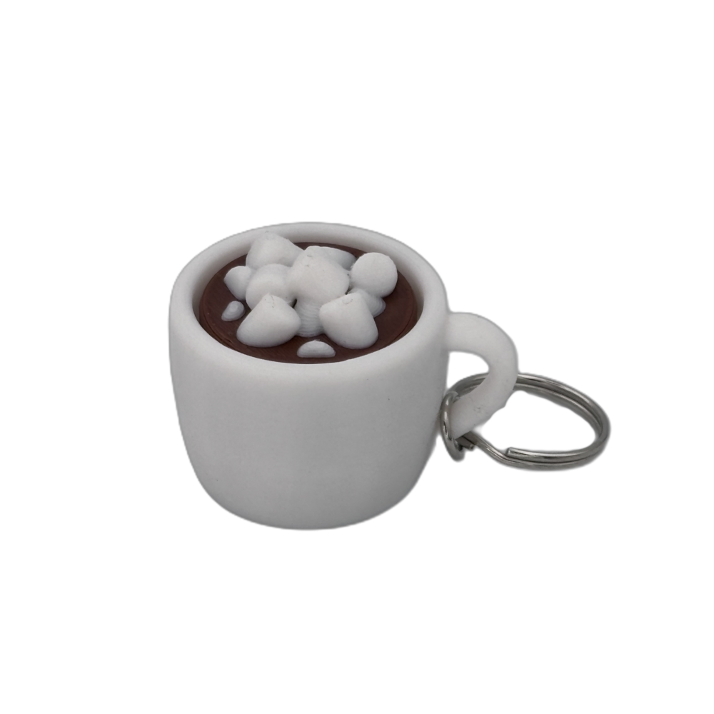 Marshmallow White 4 Hot Cocoa Mug Keyring Clicker - Marshmallow - Fidget - White